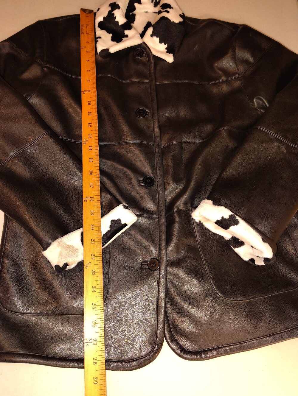 Mulberry Street Reversible Faux Leather & Cow Print Jacket Coat Small Western - Picture 4 of 16